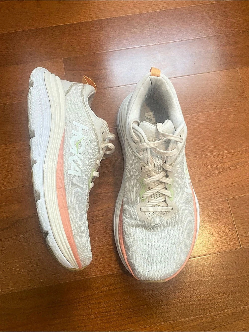 HOKA Gaviota 5 Athletic Shoes Cream & Orange US 9B
